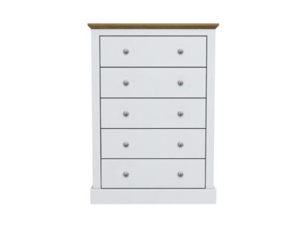 White Five Drawer Chest