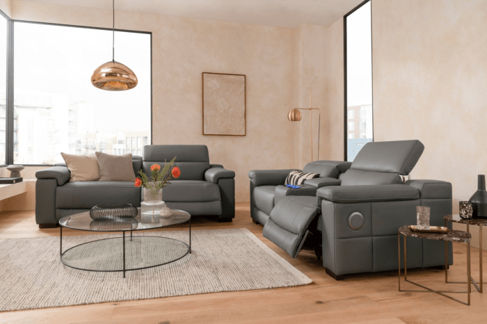 3 Seater Electric Recliner Tech Sofa in Forest grey