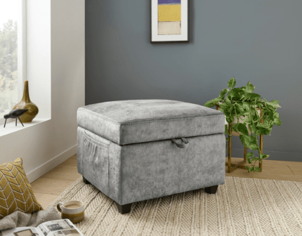 Storage footstool silver color