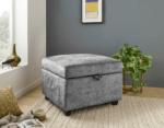 grey velvet footstool